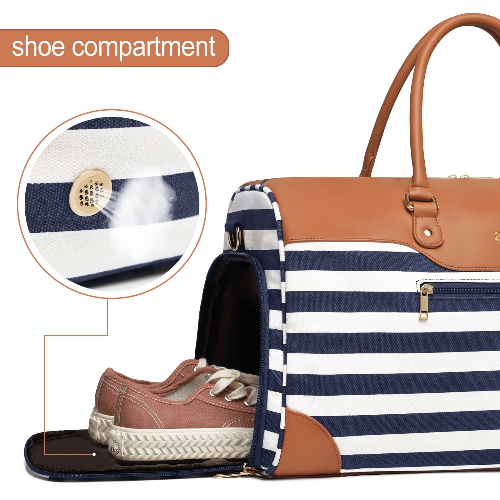 Stylish Women's Canvas Weekender Bag with Shoe Compartment - Large Travel Duffel for Overnight Trips, Business Travel, Gym & Sports | Perfect Carry-On for Daily Use & Weekend Getaways