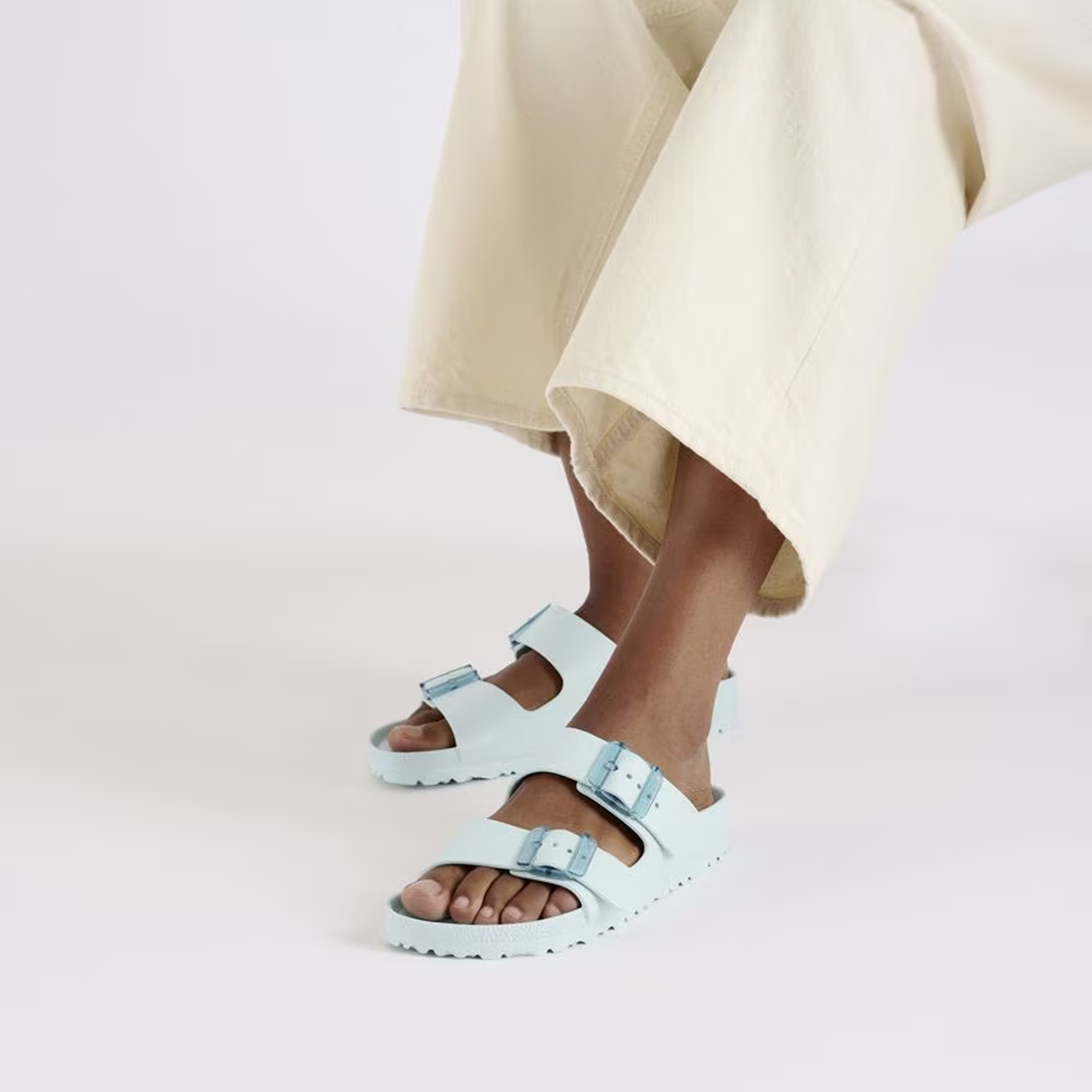 Birkenstock Arizona Stealth Buckle EVA Slide Sandals for Women - Comfortable Orthopedic Beach Sandals in Surf Green | Perfect for Summer, Poolside, and Casual Wear