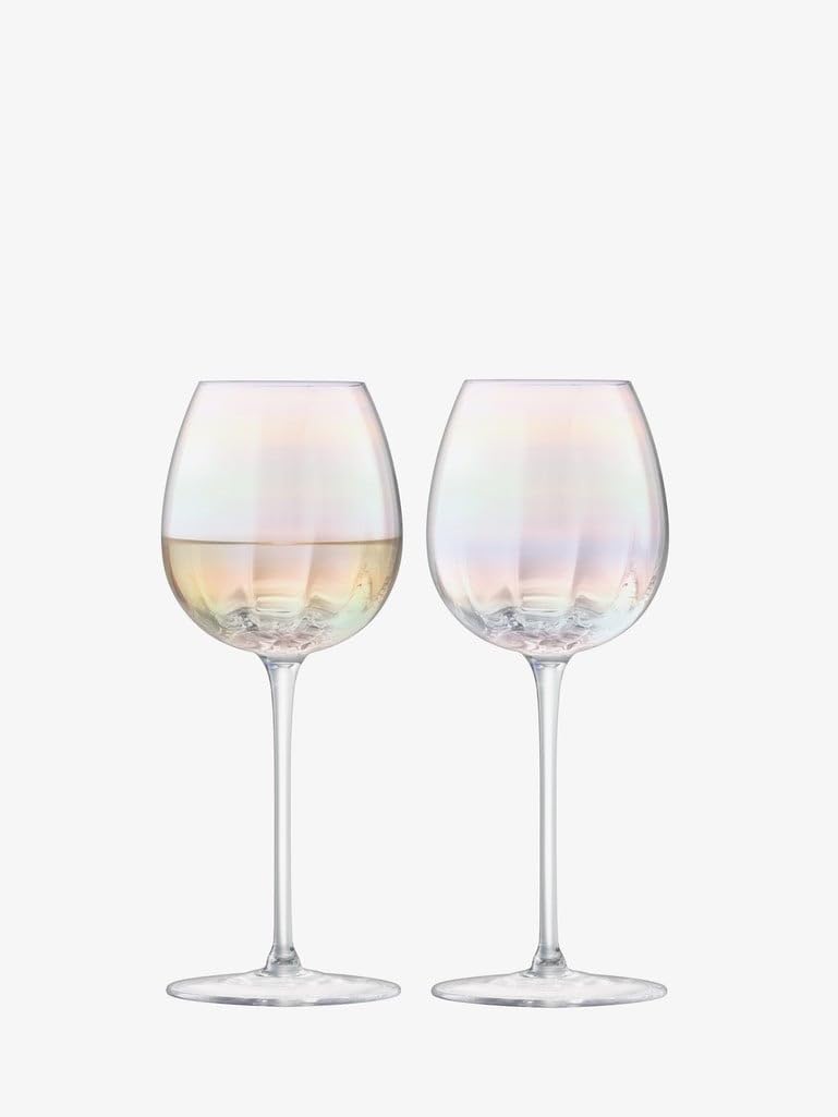 Luxury Pearl White Wine Glasses Set of 4 - 11 oz Modern Elegant Crystal Glassware for White Wine, Champagne & Cocktails - Perfect for Dinner Parties, Weddings & Home Entertaining