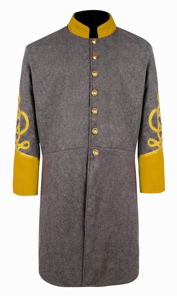 Authentic Civil War Cavalry General's Frock Coat with Yellow Collar & Cuffs - Union Officer Uniform Replica for Historical Reenactments & Costume Events