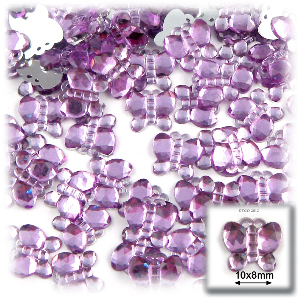 144pc 10mm Rhinestones Butterfly - Lavender Light Purple or Light Amethyst for DIY Crafts, Jewelry Making, Nail Art, and Scrapbooking