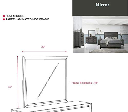 KB Designs 6-Piece Queen Size Bedroom Set in Grey & Black - Modern Bed Frame, Nightstand & Dresser for Cozy Master Bedroom Decor