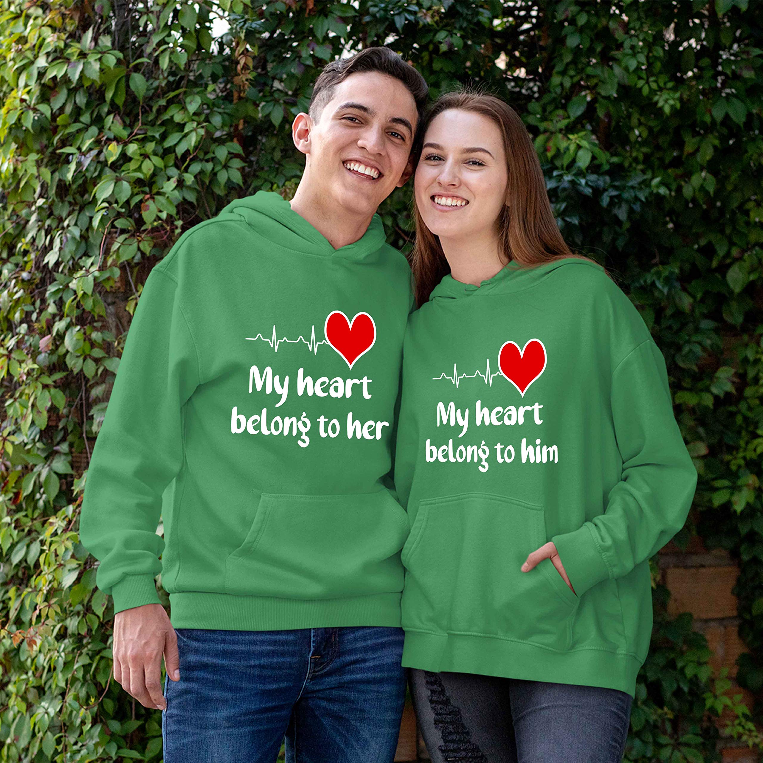 Best Family Gifts: My Heart Belongs To Him/Her Unisex Hoodies For Couples - Perfect For Date Nights & Cozy Evenings