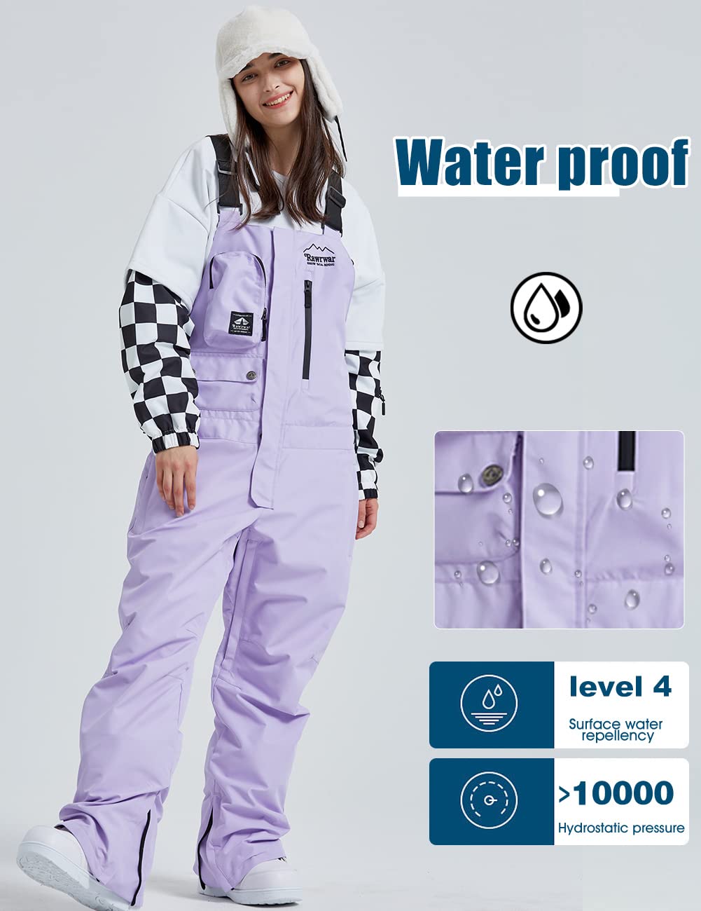 Waterproof Ski Bib Overalls for Men & Women - Insulated Windproof Snow Pants for Skiing, Snowboarding & Outdoor Winter Activities