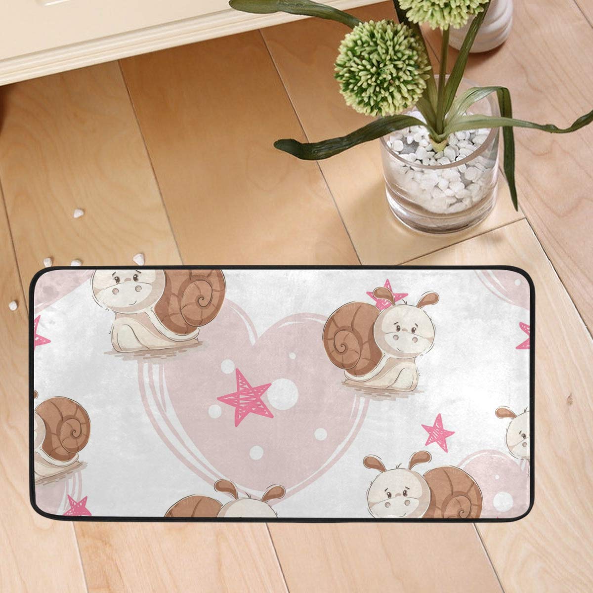 DOMIKING Non-Slip Kitchen Floor Mat - 20x20in Cute Cartoon Animals Anti-Fatigue Foam Rug for Dining Room, Dorm & Bedroom | Absorbent, Washable Teddy Snail Pattern Standing Mat | Perfect for Cooking, Dishwashing & Home Decor