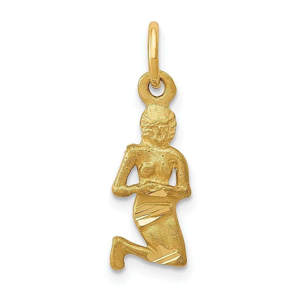 14K Yellow Gold Virgo Zodiac Charm Necklace - Dainty Horoscope Pendant for Women - Perfect Birthday Gift for Her - Ideal for Everyday Wear & Special Occasions