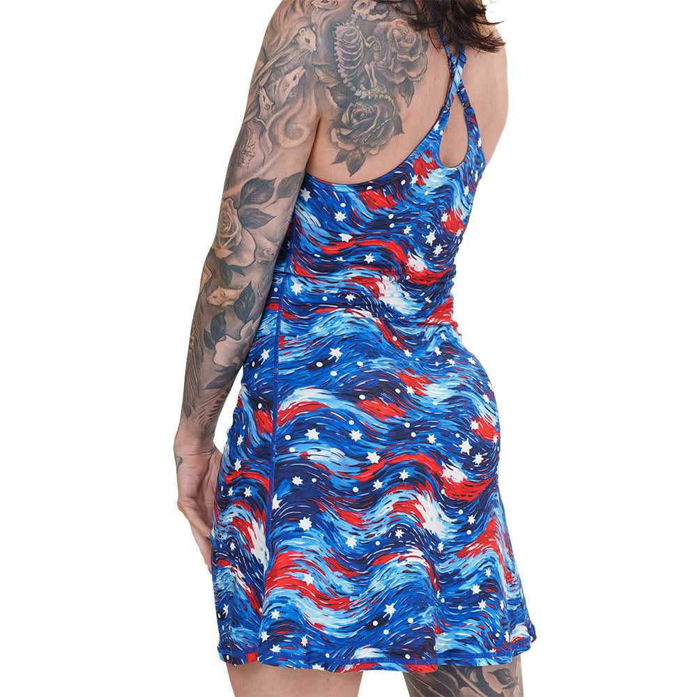 Limitless Dress | Star Spangled Print - Elegant & Comfortable Women's Fashion for Parties, Date Nights & Special Occasions