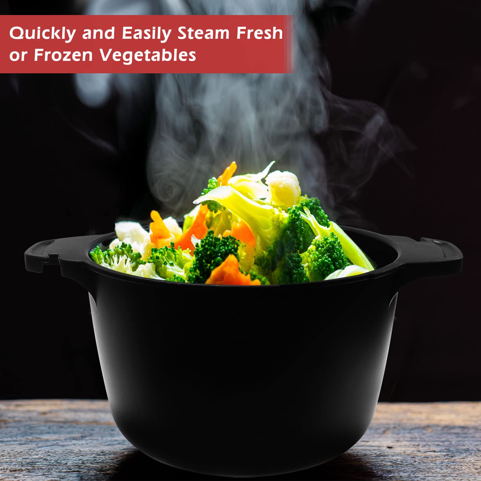 BPA Free 2 Quart Large Microwave Steamer - Professional Cookware for Vegetables, Rice & Meal Prep | Dishwasher Safe Microwave Cooker for Healthy Cooking