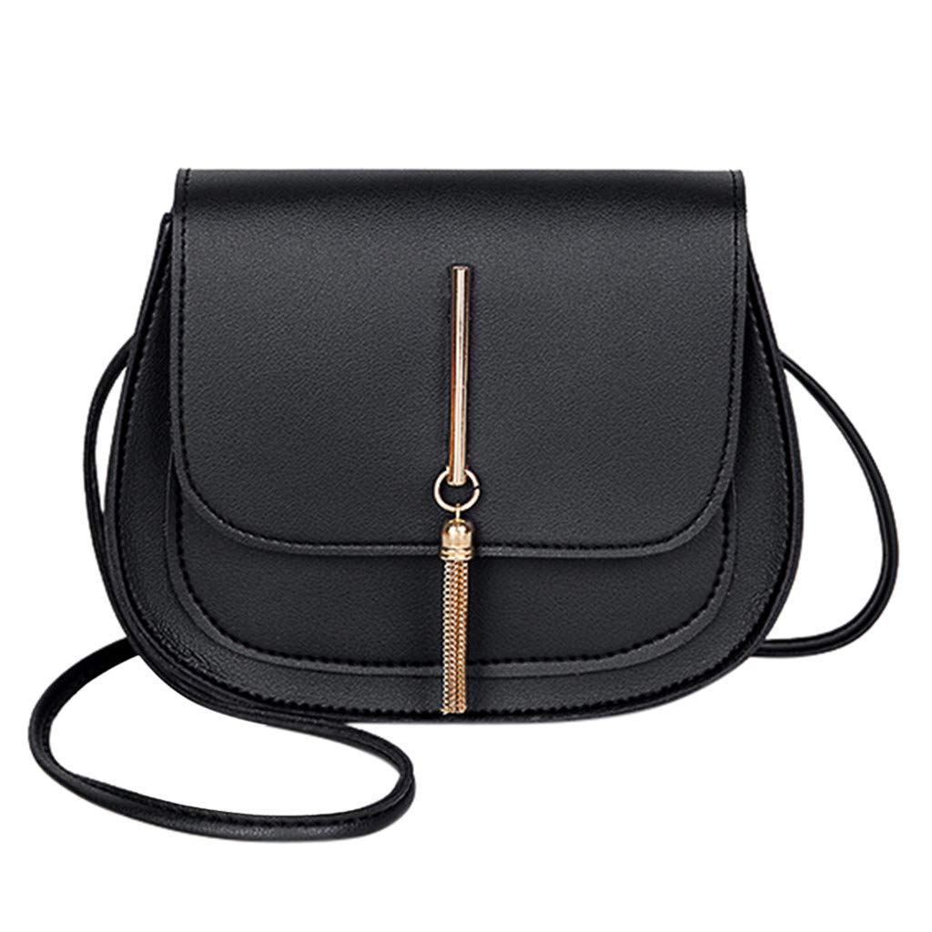 Stylish Men's Leather Messenger Bag with Tassel - Solid Color Shoulder Bag for Work, Travel & Daily Use
