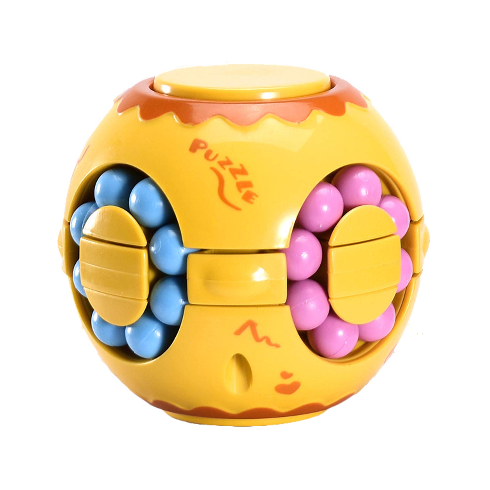 Rotating Magic Bean Cube Spinner Fidget Toy - Stress Relief & Anxiety Relief Puzzle Game for Adults & Kids - Educational Learning Toys for ADHD, Autism - Perfect for Office, School, Travel (Yellow)