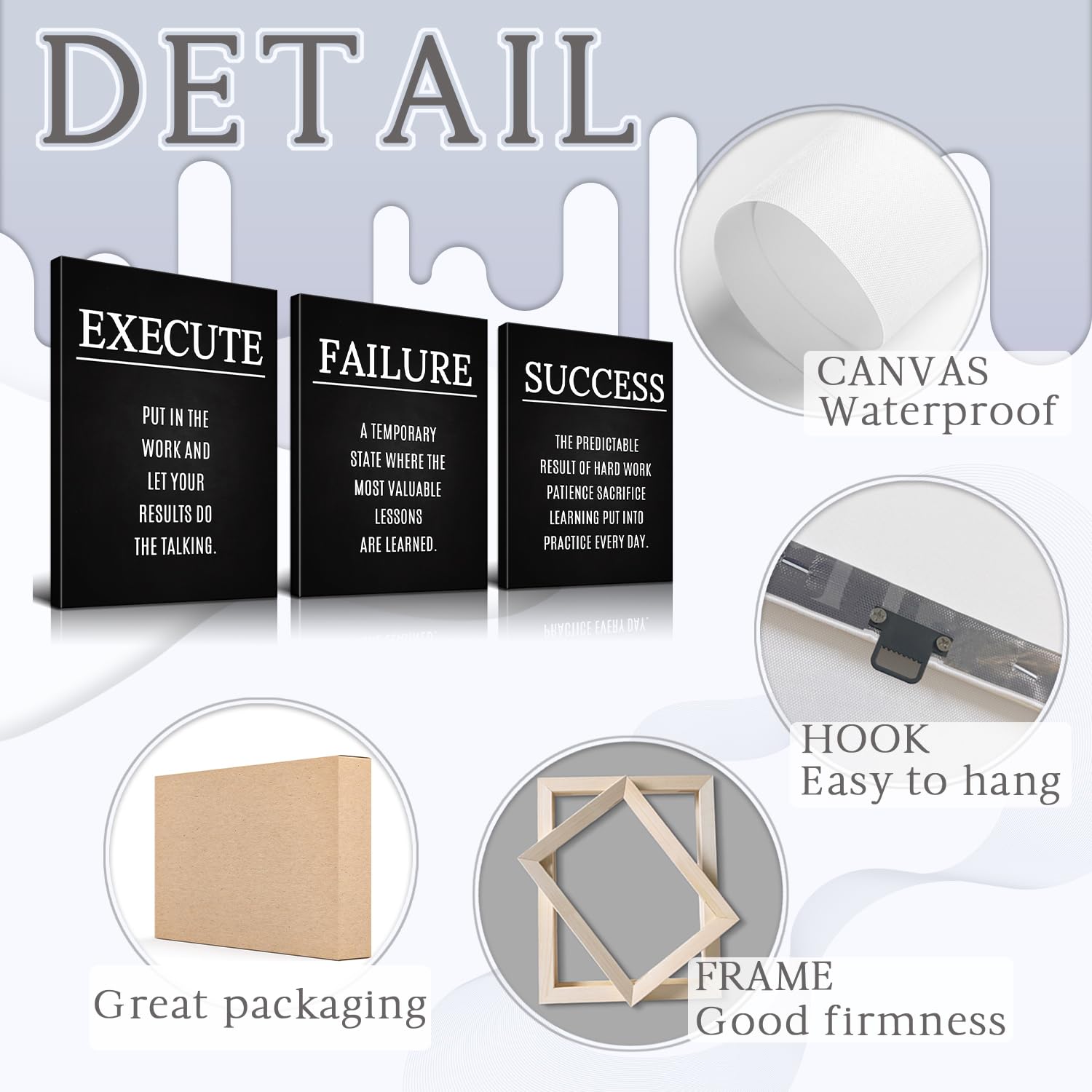 YOUHONG 3-Piece Motivational Wall Art Set - Inspirational Posters for Home & Office Decor (20