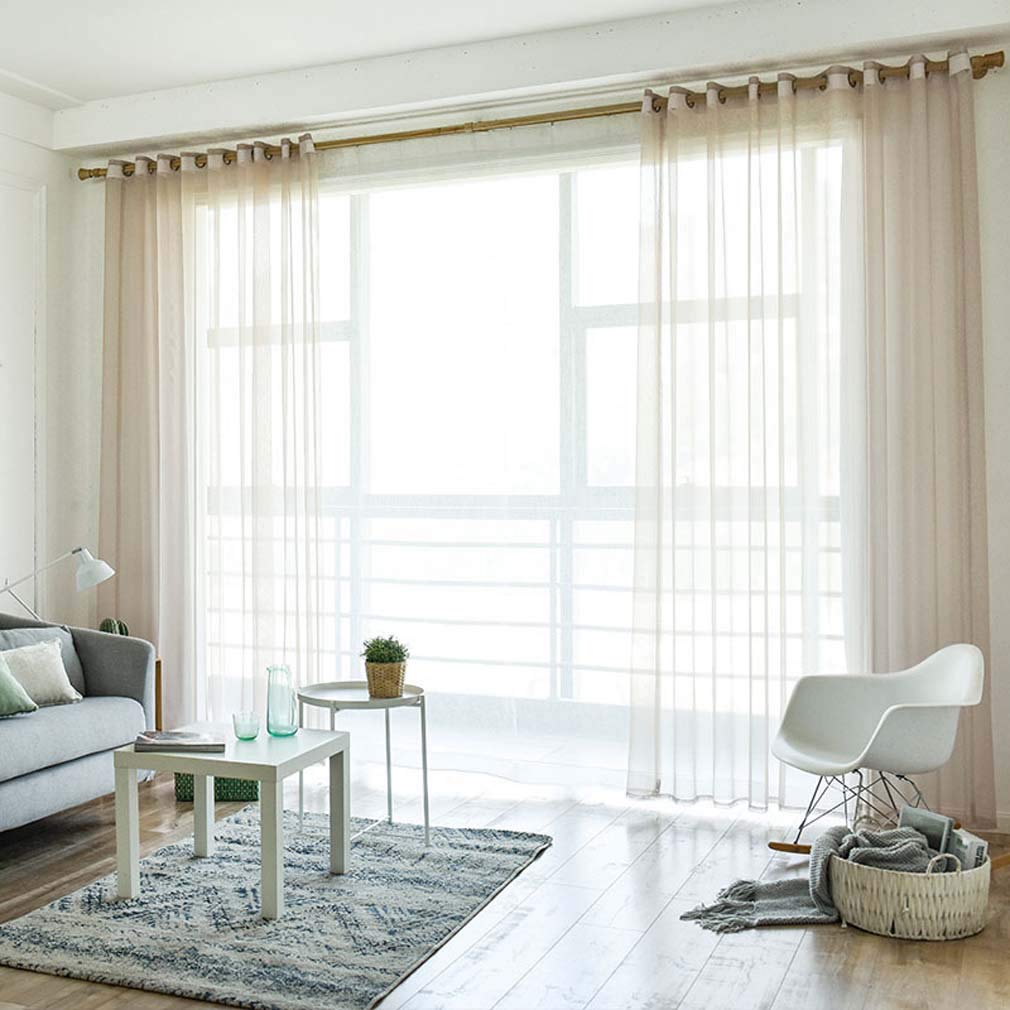 2 Panels Sheer Grommet Curtains - Elegant Voile Window Drapes for Living Room, Bedroom, Kitchen, Office & Patio - Light Filtering Privacy & Stylish Home Decor