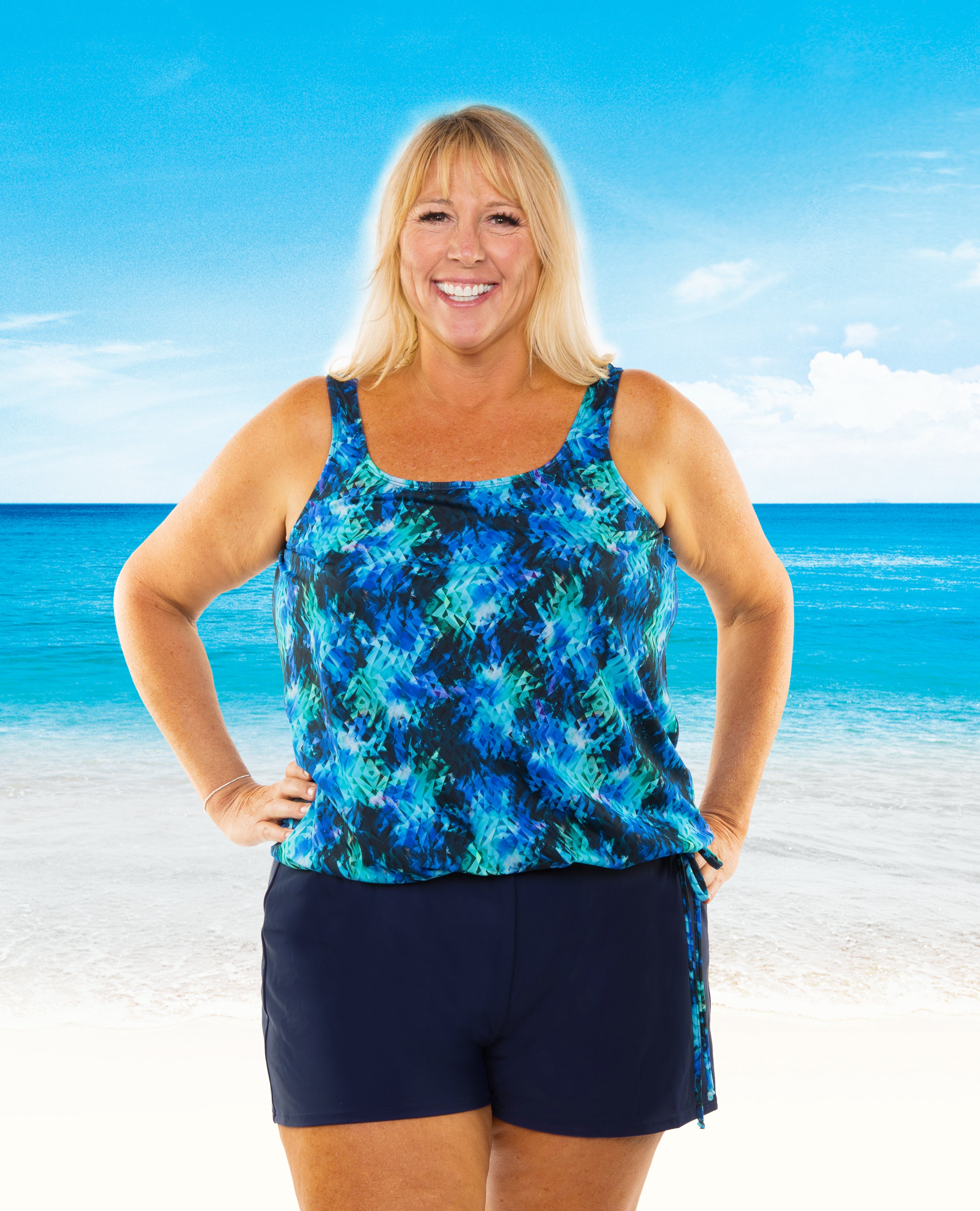Missy Tank Strap Blouson Top with Jazzy Jewel Details - Trendy Women's Fashion for Casual Wear, Night Out & Summer Parties