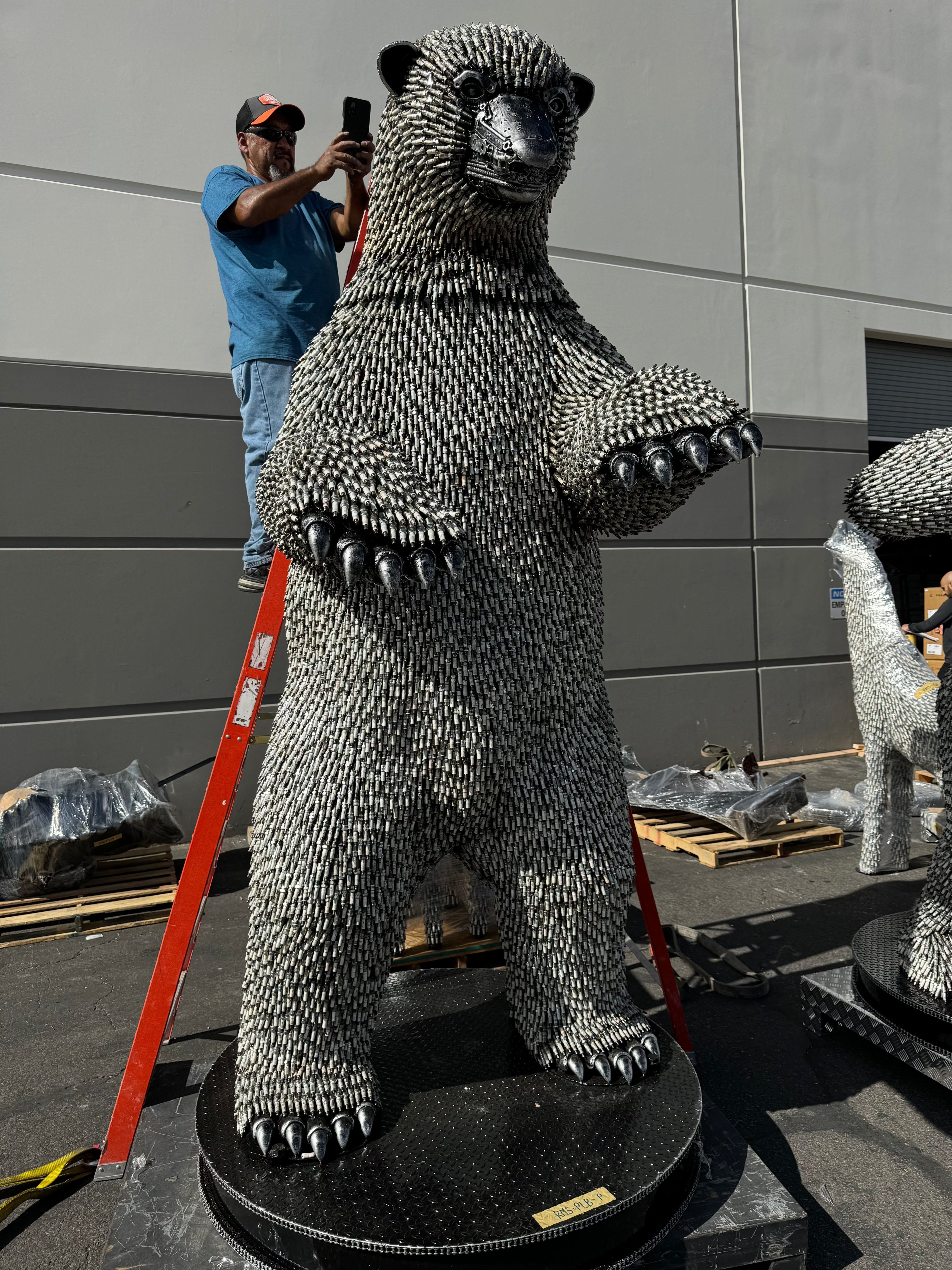 106 Spark Plug Polar Bear Recycled Metal Sculpture - 20,000+ Pieces - Unique Eco-Friendly Art for Home & Office Decor
