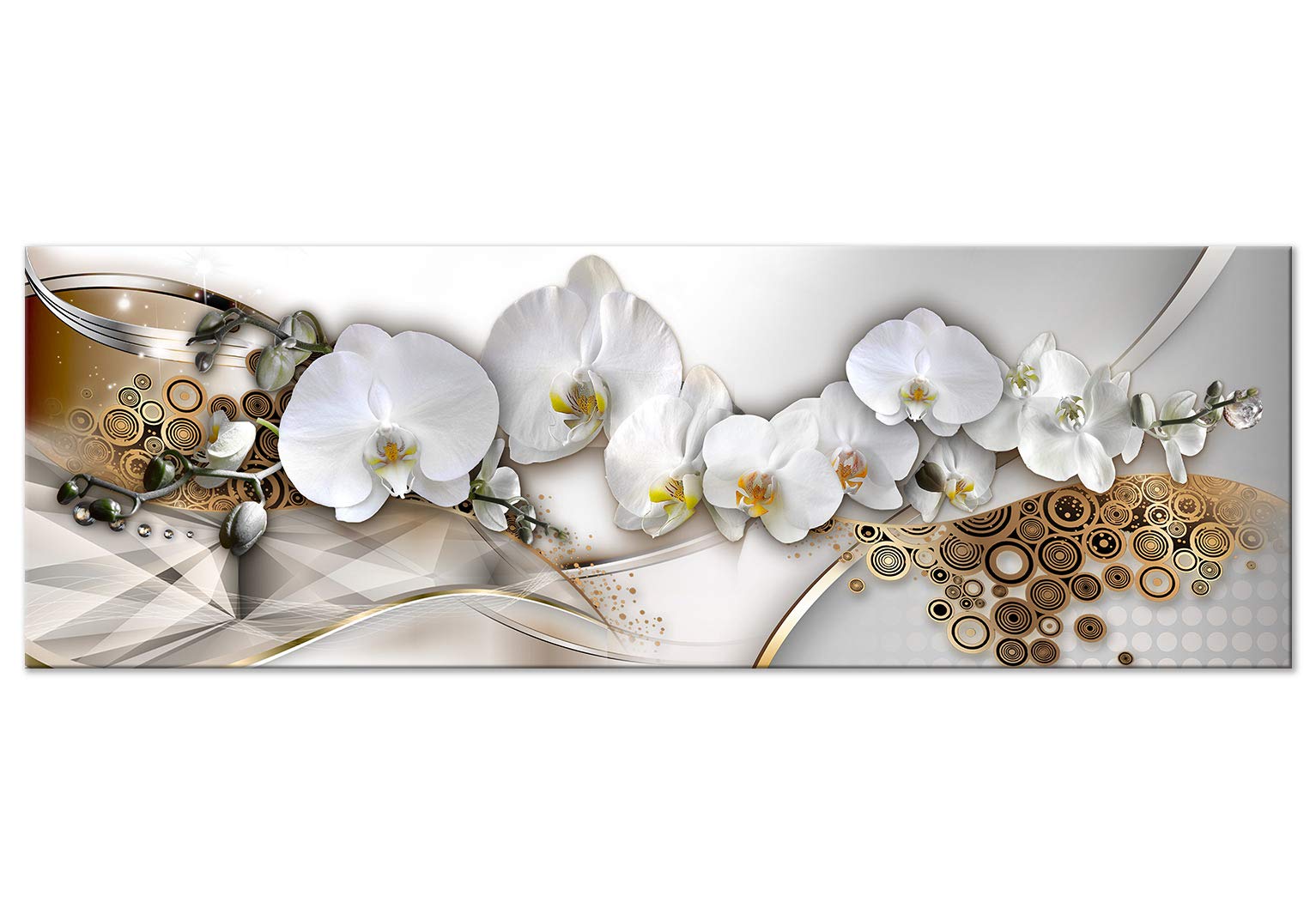 Artgeist Acoustic Canvas Wall Art Print - 47x16 Inch Orchid Soundproofing Picture with Acoustic Foam | Sound Absorption & Room Decoration for Home Theater, Office, Studio | Zen Flower Diamond Pattern Artwork (Model: b-C-0760-b-a)