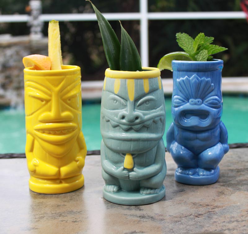 BarConic® 12 oz Tiki Glasses - Tropical Themed Cocktail Cups for Margaritas, Pina Coladas & Summer Drinks - Perfect for Luau Parties, Beach Bars & Hawaiian Themed Events