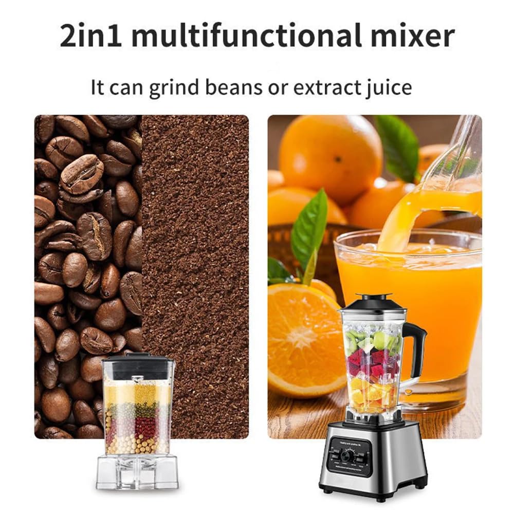 6000W High-Speed Blender - Professional Multifunctional Mixer with Pulse Function, Adjustable Speed & Auto Cleaning - 2.5L BPA-Free Glass Jar - Perfect for Smoothies, Juices, Soups & Food Prep