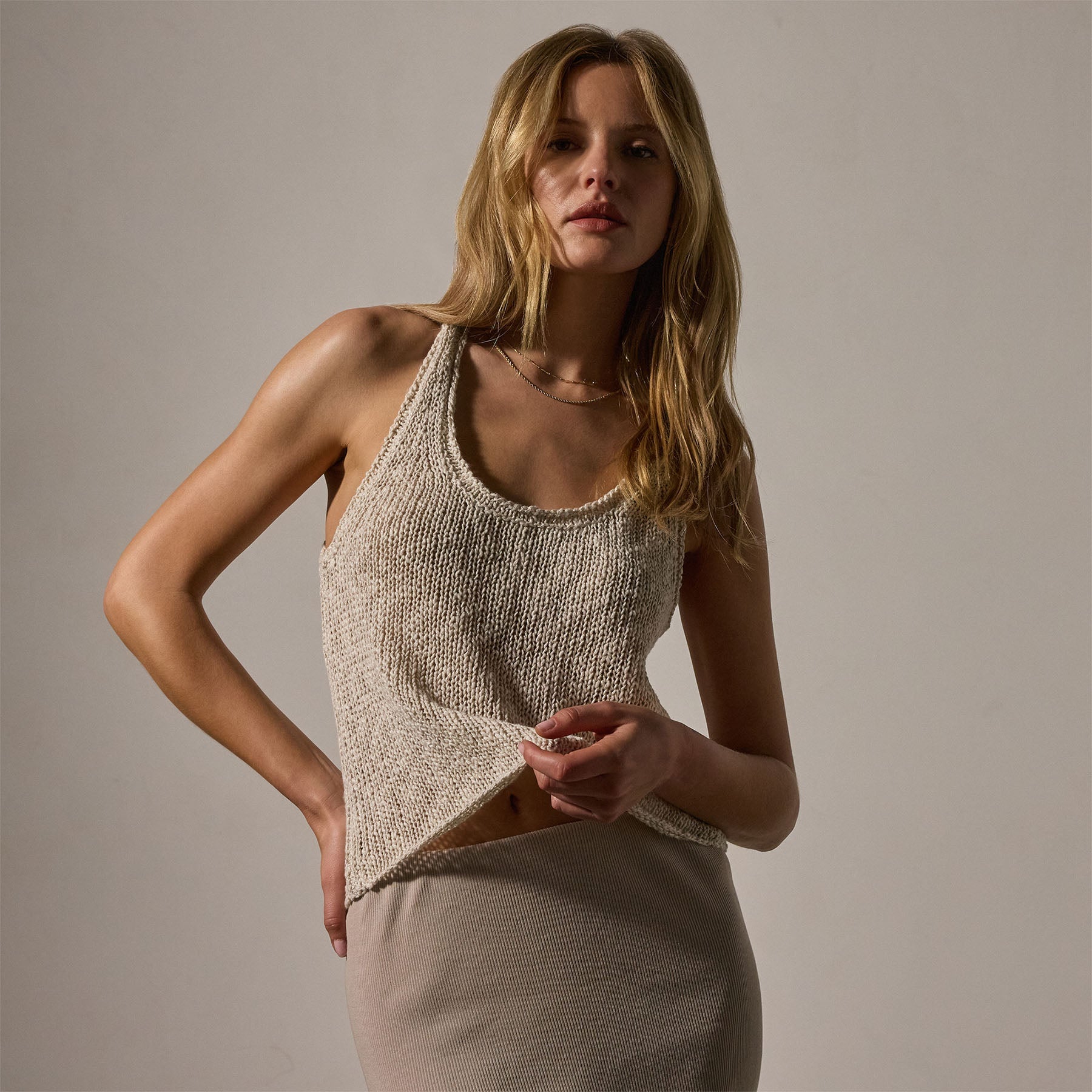 Breathable Cotton Linen Knit Tank Top - Natural Color | Perfect for Summer Outfits, Beach Wear & Casual Style