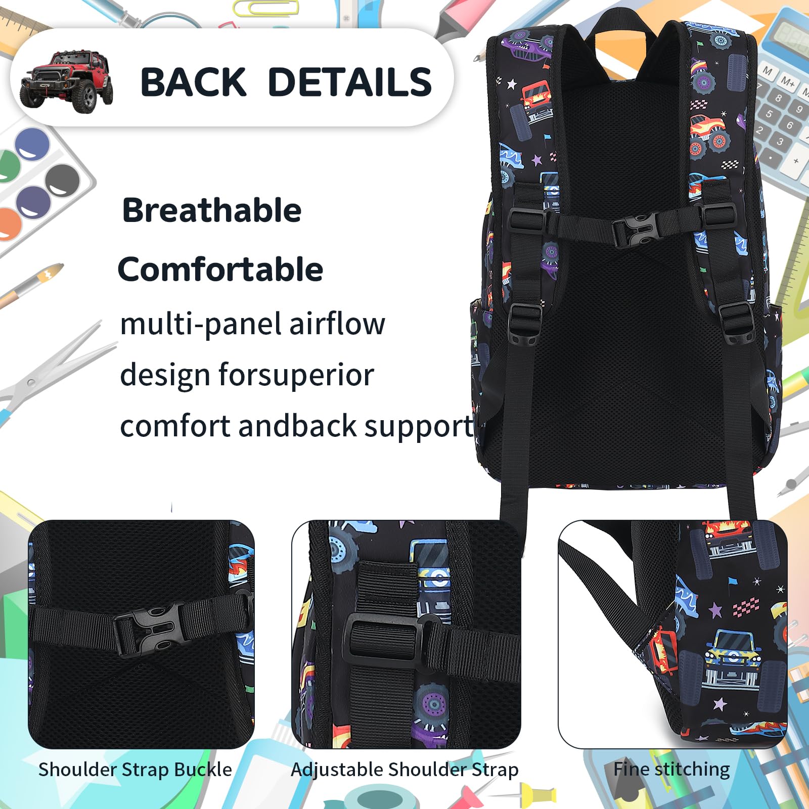 LEDAOU Kids Backpack for Boys & Girls - Lightweight Preschool & Kindergarten School Bookbag with Adjustable Chest Strap - Perfect for Daycare, Travel & Outdoor Adventures