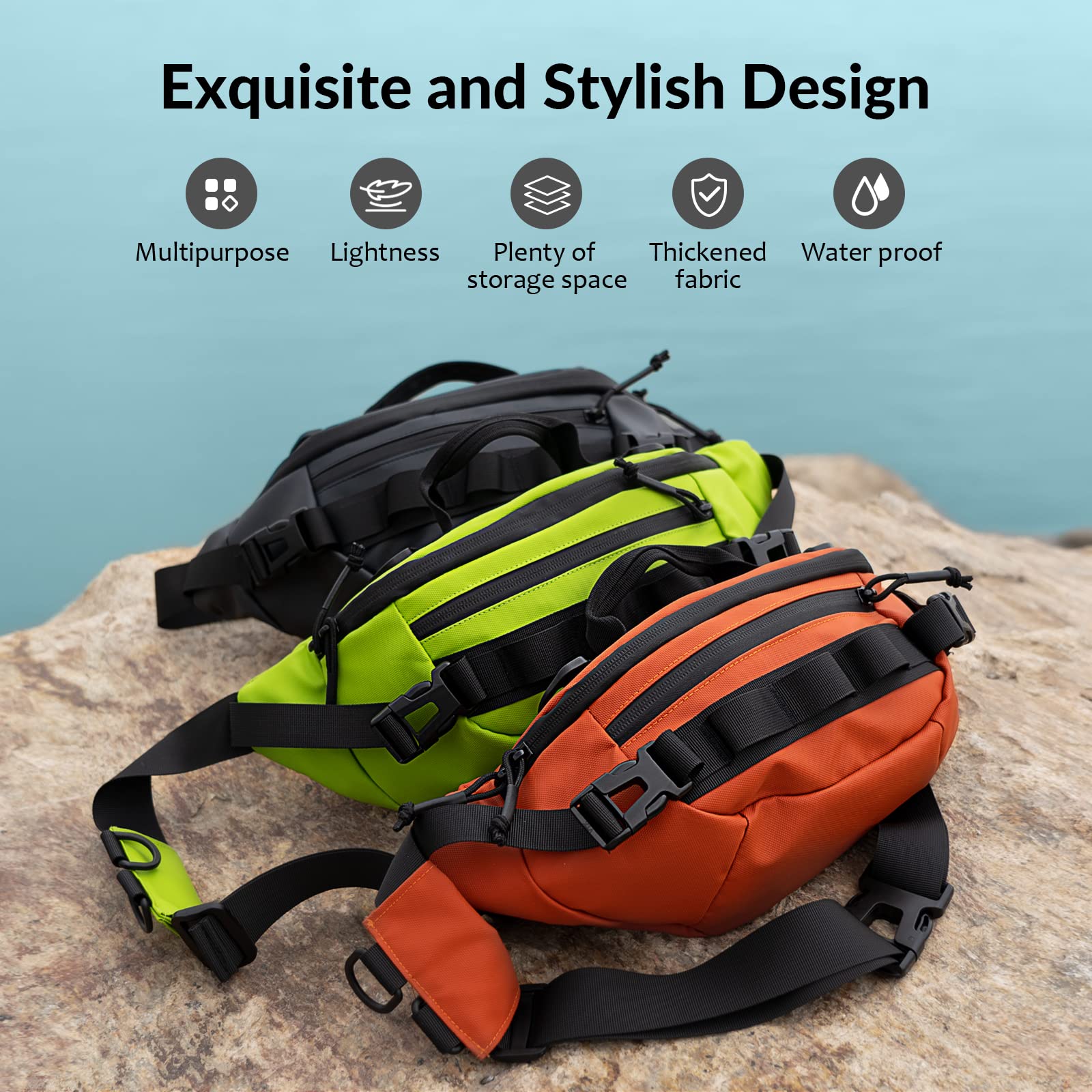 THKFISH Waterproof Fishing Tackle Waist Bag for Men & Women - Portable Outdoor Sling Pack for Fly Fishing, Hiking & Camping Gear Storage