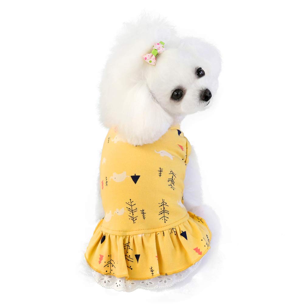 Adorable Cartoon Princess Dog Dress - Puppy Tutu Skirt & Vest Set for Small Dogs (Yellow) - Perfect for Daily Wear, Birthday Parties & Photo Shoots