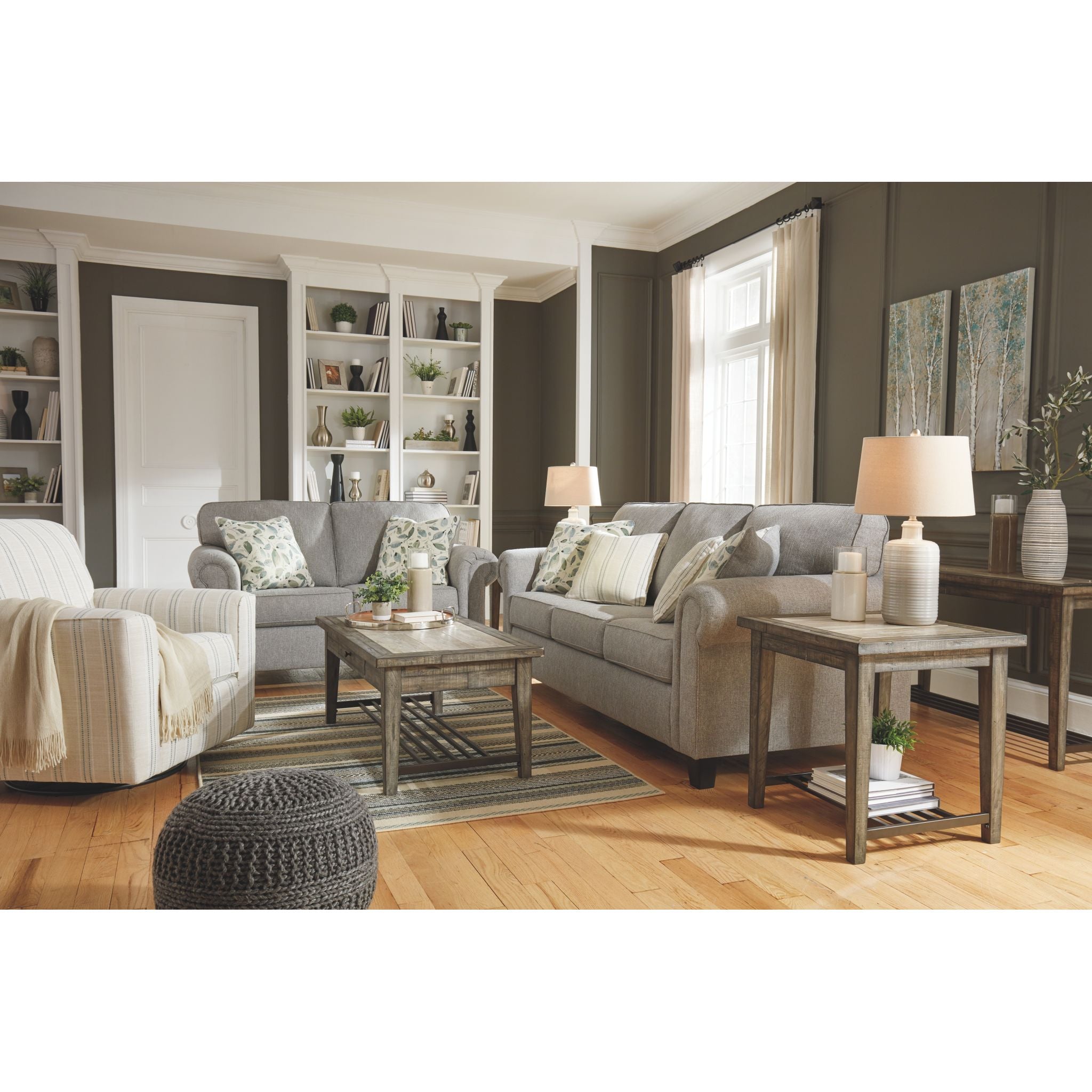 Alandari Modern Gray Sofa - Comfortable 3-Seater Couch for Living Room, Lounge & Home Office