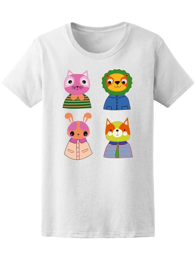 Stylish Pop Art Cute Dressed Animals Graphic T-Shirt for Women - White Cotton Casual Tee - Perfect for Streetwear, Casual Outings & Gift Giving