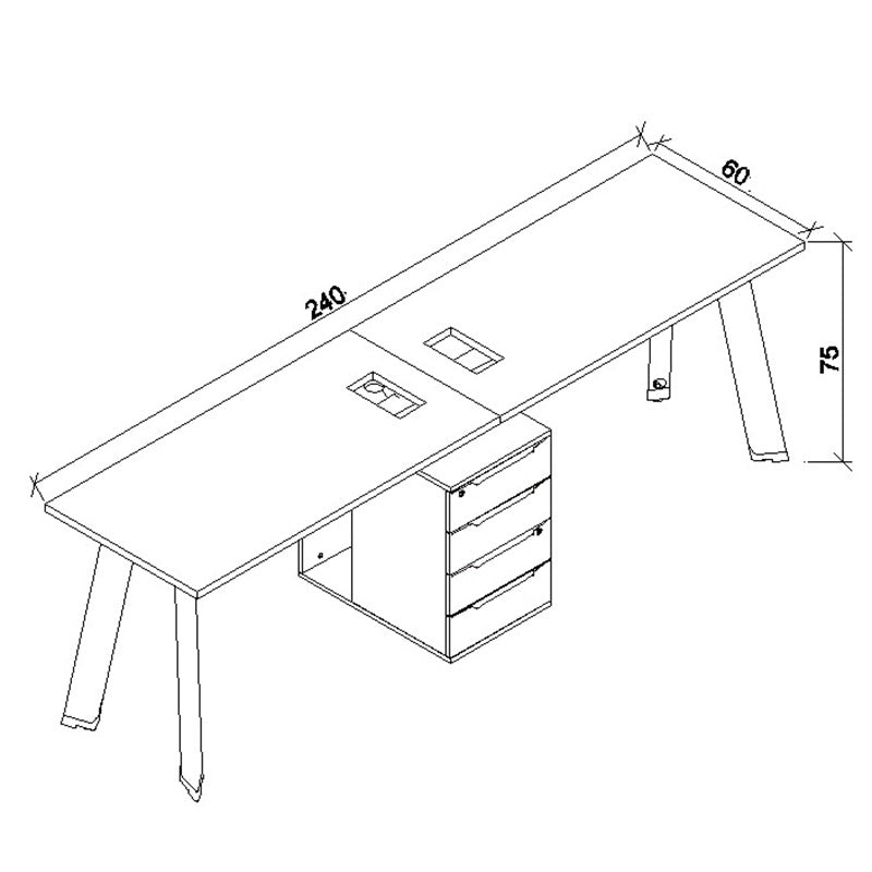 ARTO 2-Person Workstation Desk with Cabinet - 2.4M Warm Oak & Black Finish - Perfect for Home Office & Shared Workspaces