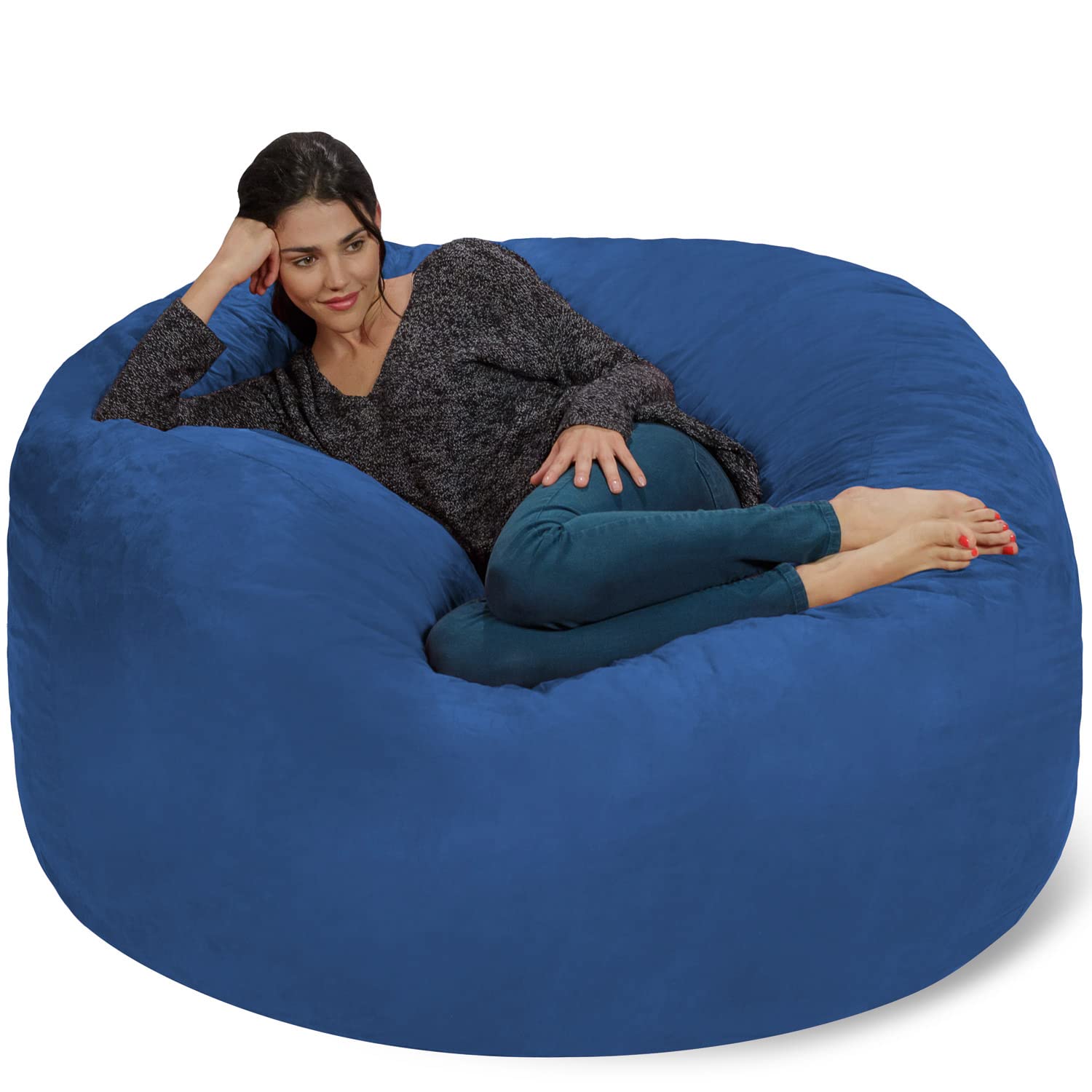 Chill Sack Giant 5-Foot Memory Foam Bean Bag Chair - Ultra Soft Microfiber Cover in Cobalt Blue - Perfect for Living Rooms, Game Rooms & Dorm Lounging