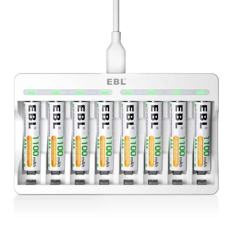 EBL AA AAA Rechargeable Batteries with 8 Bay Fast Charger - High Capacity NiMH Battery Pack for Digital Cameras, Game Controllers & Wireless Devices