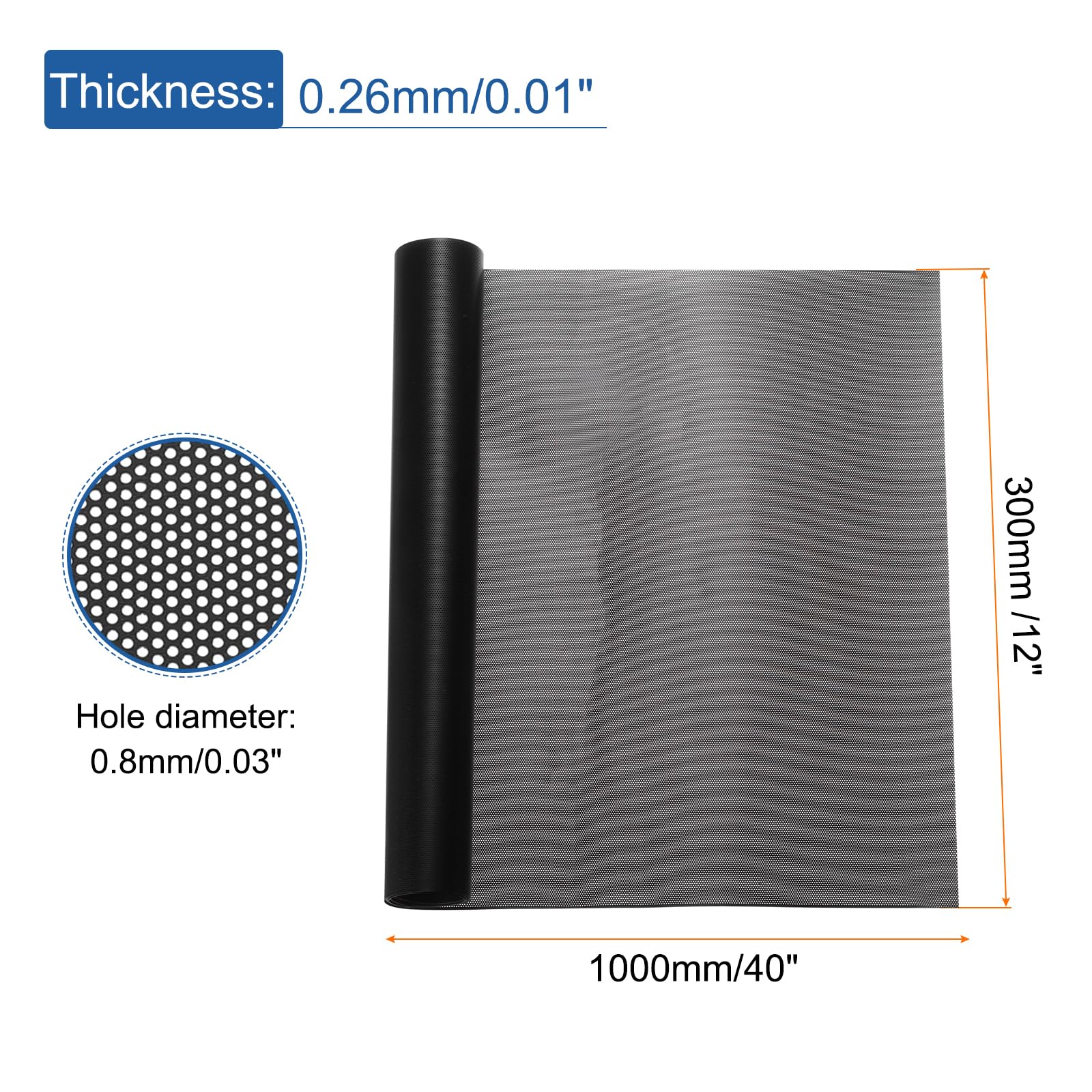 PC Dust Filter Roll 300x1000x0.8mm - PVC Computer Case Dustproof Mesh Cover for PC Chassis, Speakers & Fan Grills - Black | Perfect for Computer Cooling, Dust Protection & DIY PC Builds