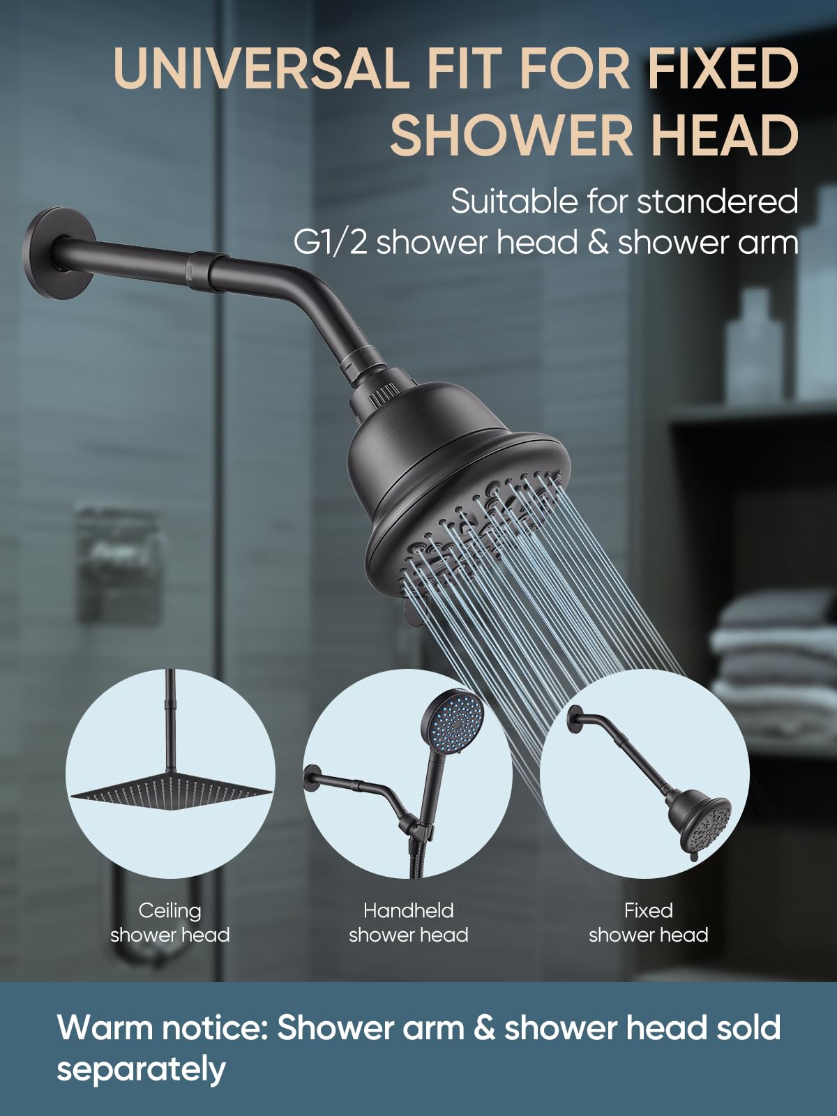 6-Inch Stainless Steel Shower Arm Extender - Matte Black Shower Head Extension Pipe for Bathroom | Perfect for Adjustable Shower Height & Handicap Accessibility