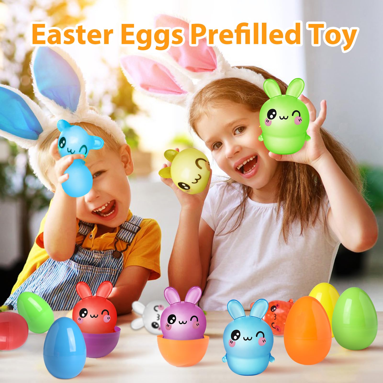 6 Pack Prefilled Easter Eggs with Squeeze Toys - Easter Basket Stuffers, Kids Fidget Toys, Easter Egg Hunt & Party Favors, Stress Relief Gifts for Children (Perfect for Easter Celebrations, Classroom Rewards & Sensory Play)