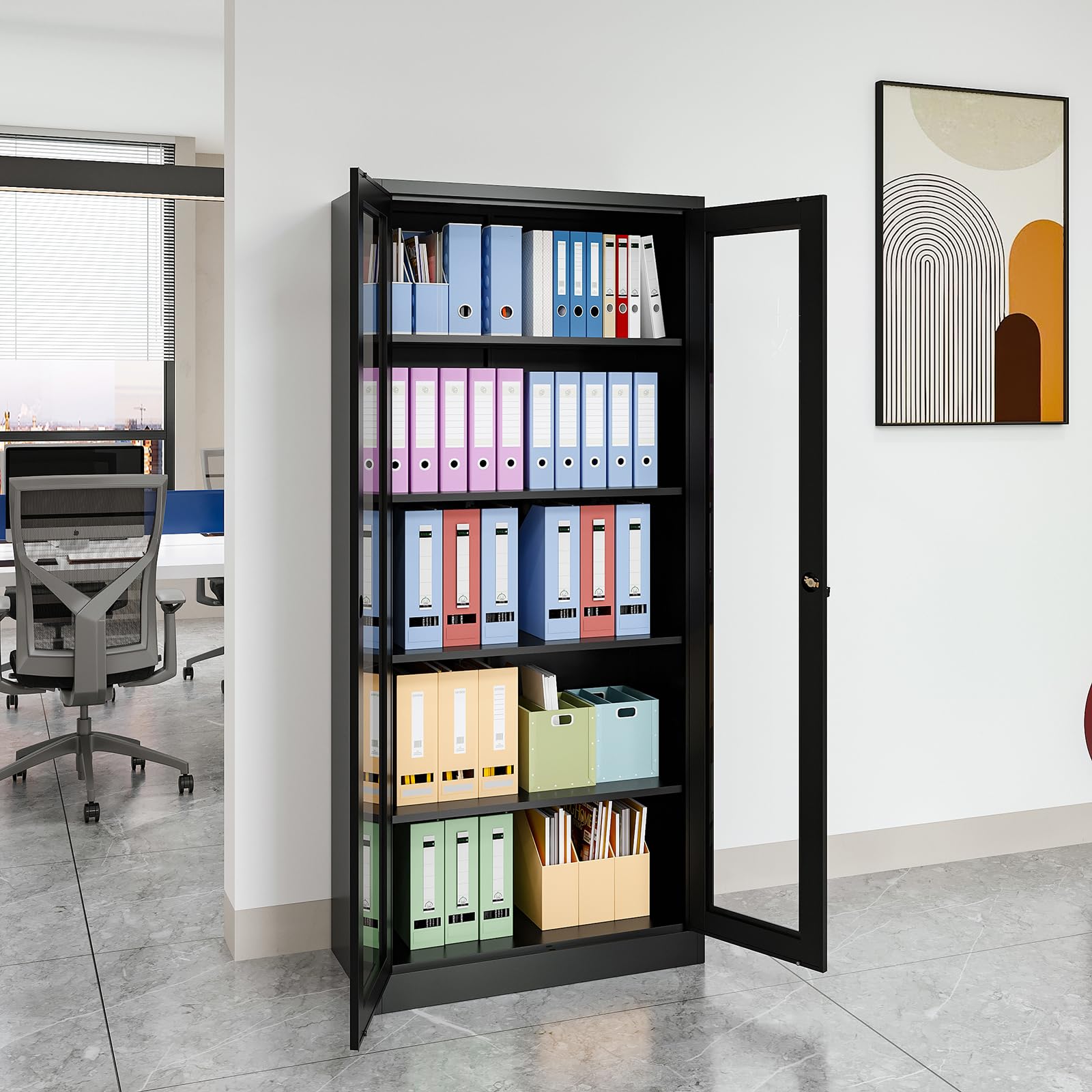 Glass Display Cabinet with 4 Adjustable Shelves - 71