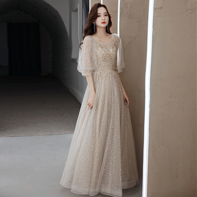 Elegant A-Line Sequin Mermaid Prom Dress with V-Back & Long Sleeves - Perfect for Evening Gala, Homecoming Dance & Formal Occasions - Size 82