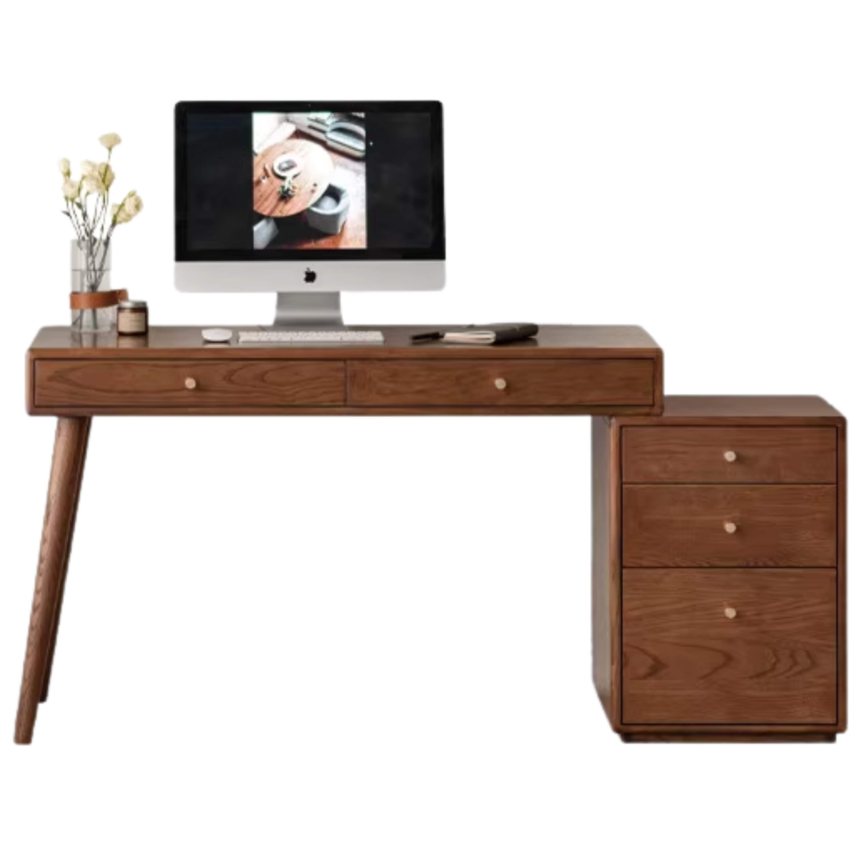 48.4-62.9x23.6x29.5 inch / 123-160x60x75 cm / Rich Dark Walnut color / Black walnut telescopic desk
