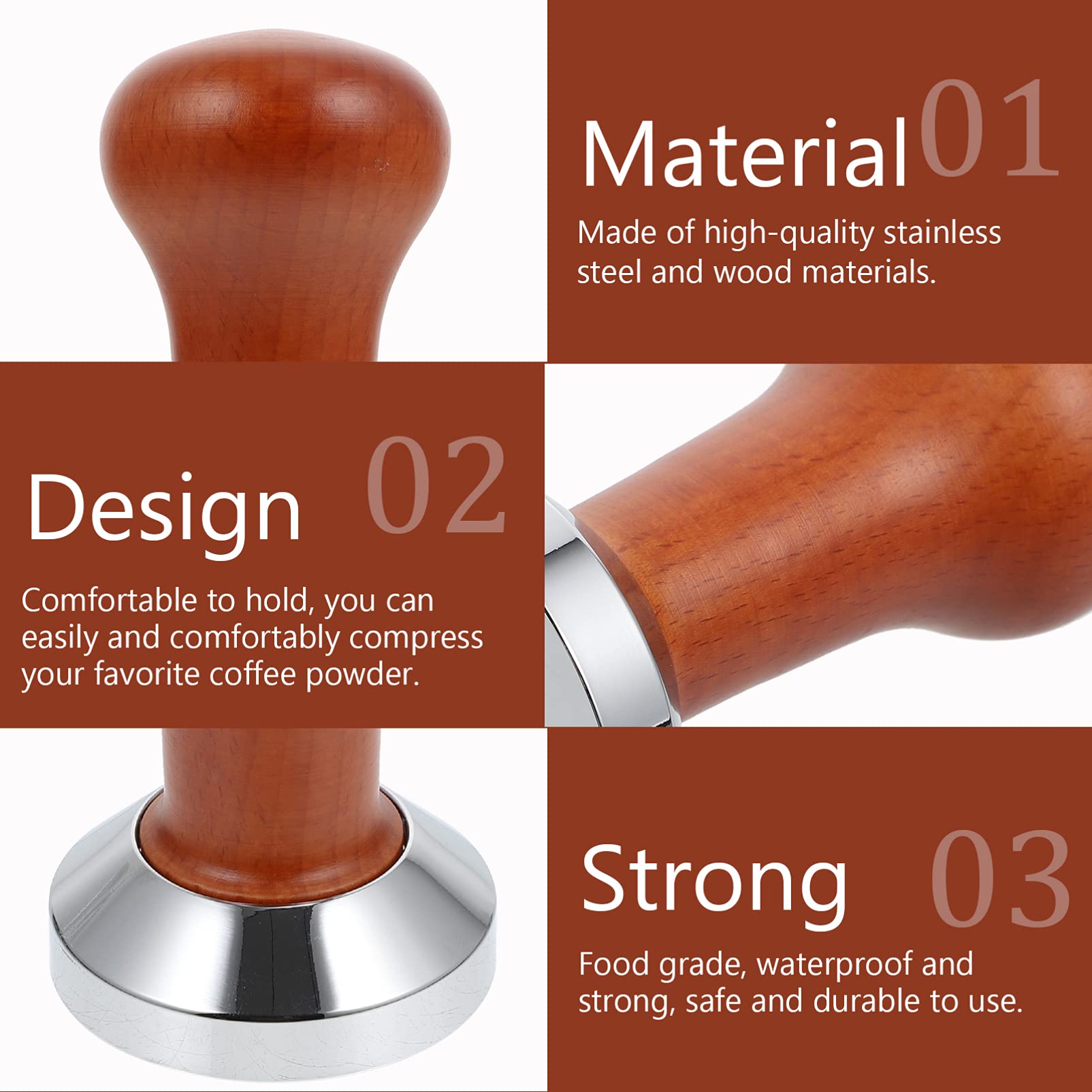 HEMOTON 51mm Wooden Coffee Tamper - Espresso Powder Presser for Perfect Coffee Grounds | Barista-Grade Handheld Coffee Tool for Home & Cafe Use | Ideal for Espresso Machines & Coffee Making Stations