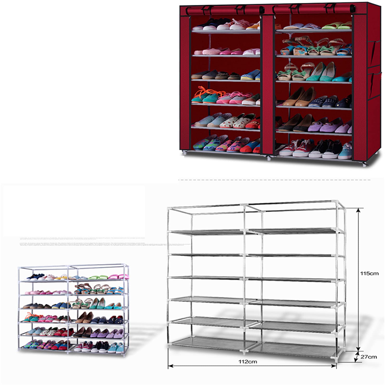6-Tier Shoe Rack Organizer with Dustproof Cover - Space Saving Shoe Storage Cabinet for Entryway, Bedroom & Closet | Non-Woven Fabric Shoe Shelf for Sneakers, Boots & Heels | Perfect for Small Spaces & Apartment Living (Coffee Brown)