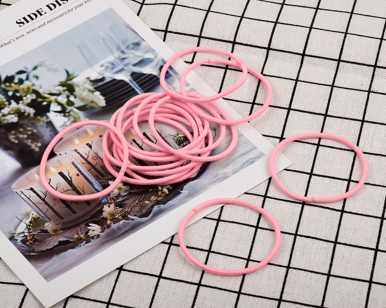 DS. DISTINCTIVE STYLE 50-Pack 2.5mm Elastic Hair Bands - Soft Ponytail Holders for Women & Girls (Pink) | Perfect for School, Workout, Yoga & Daily Styling