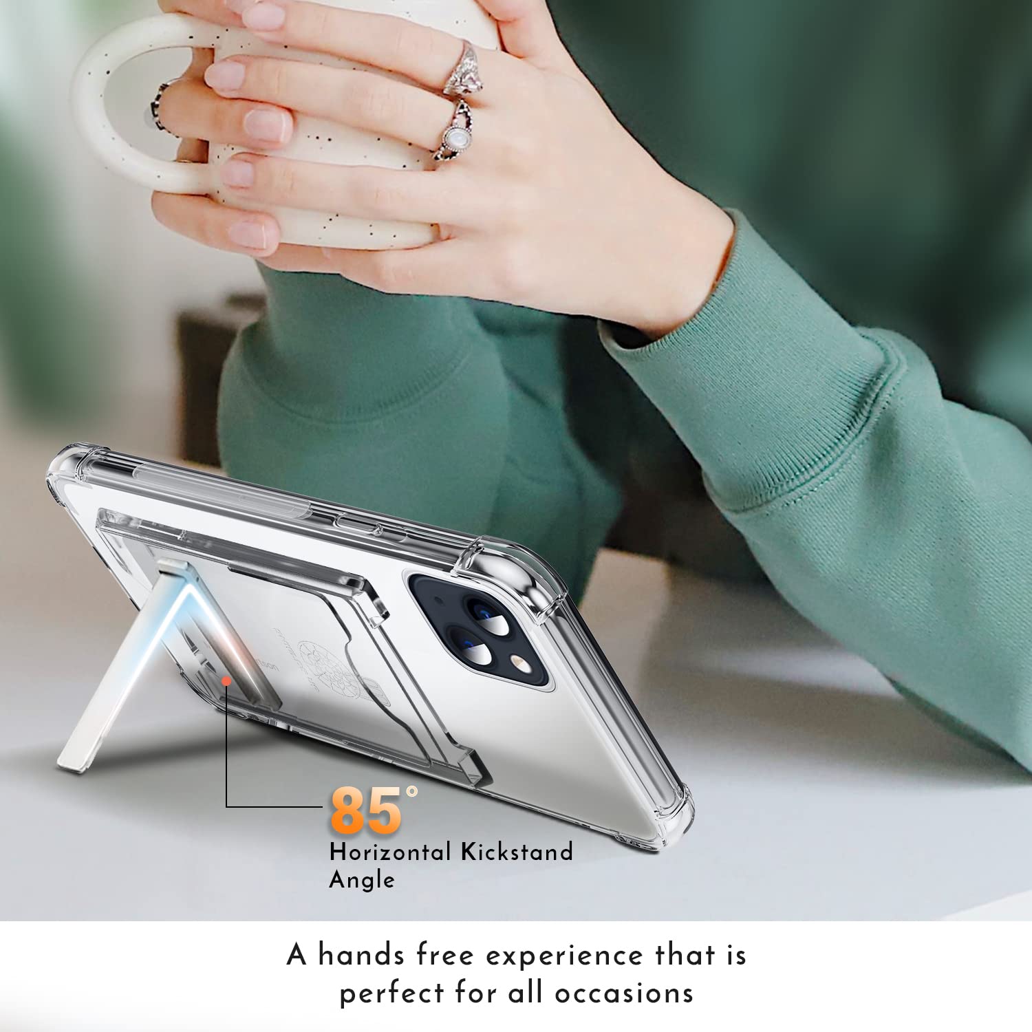 Shockproof iPhone 13 Case with Wallet & Stand - Slim Clear Protective Cover for Apple iPhone 13 (6.1 inch) | Perfect for Everyday Use, Travel & Hands-Free Viewing
