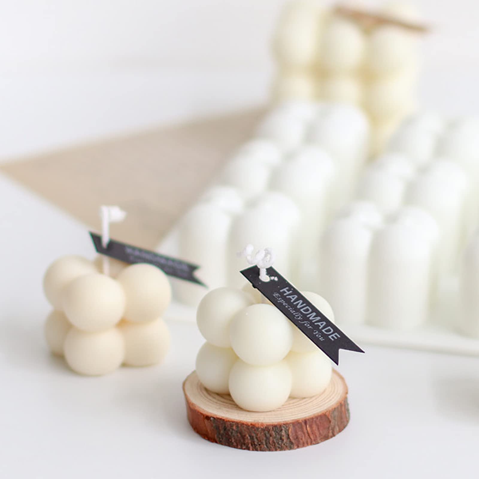 Premium 15-Cavity Silicone Bubble Candle Molds for DIY Candle Making - 3D Wax Melt Molds for Unique Handmade Candles, Home Decor & Craft Projects (White) - Perfect for Weddings, Gifts & Aromatherapy
