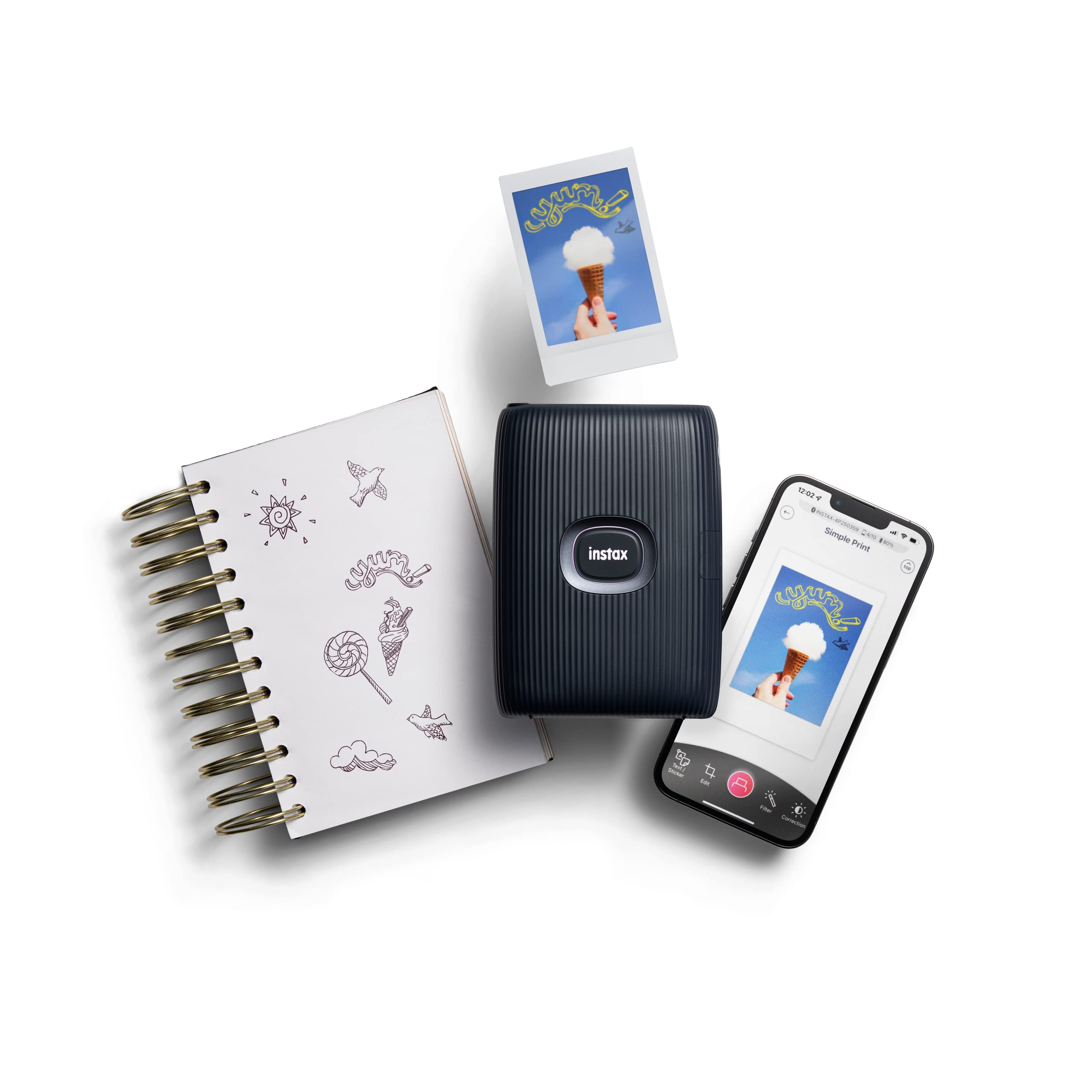 Fujifilm Instax Mini Link 2 Wireless Bluetooth Photo Printer - Portable Instant Film Printer for iPhone & Android | Space Blue (Renewed) | Perfect for Travel, Parties & DIY Scrapbooking
