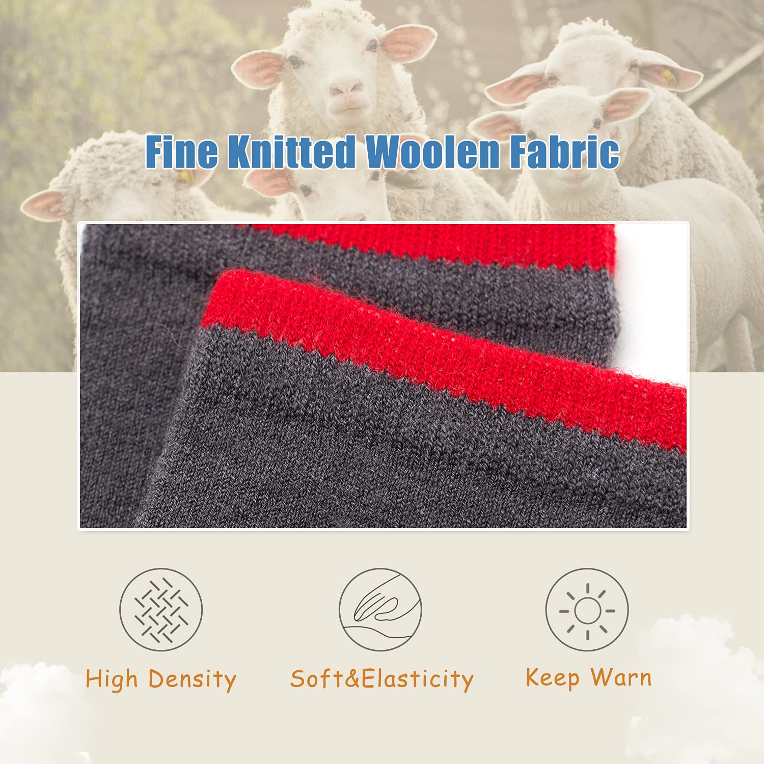 Warm Wool Socks for Boys - 6 Pairs Thermal Winter Crew Socks for Kids - Perfect for Cold Weather, Outdoor Activities & School Days