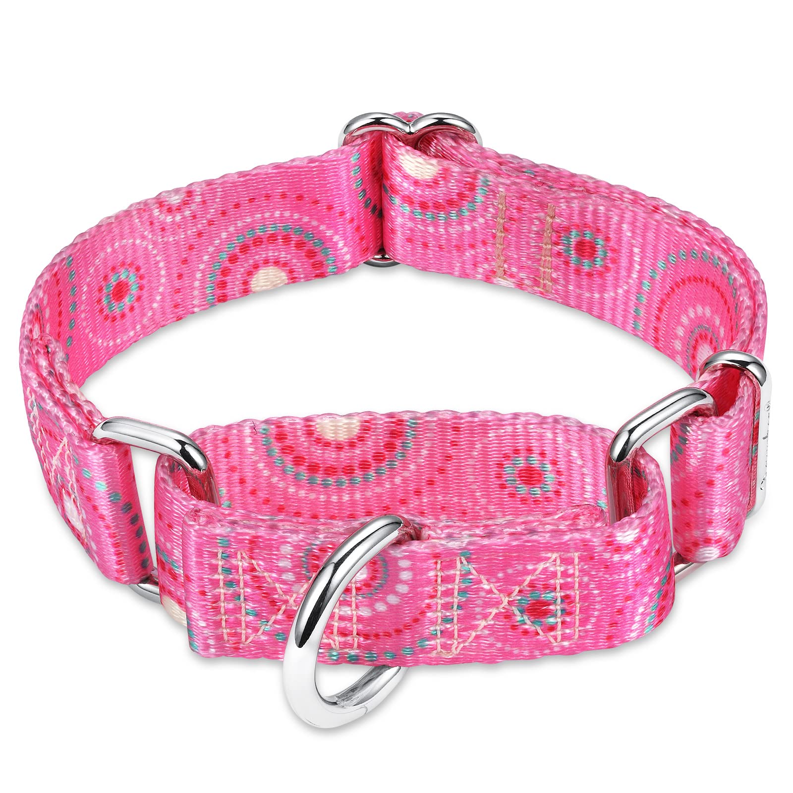 Premium No-Pull Martingale Dog Collar - Heavy Duty Silky Soft Pet Collar with Unique Firework Dots Pattern for Medium & Large Dogs (1