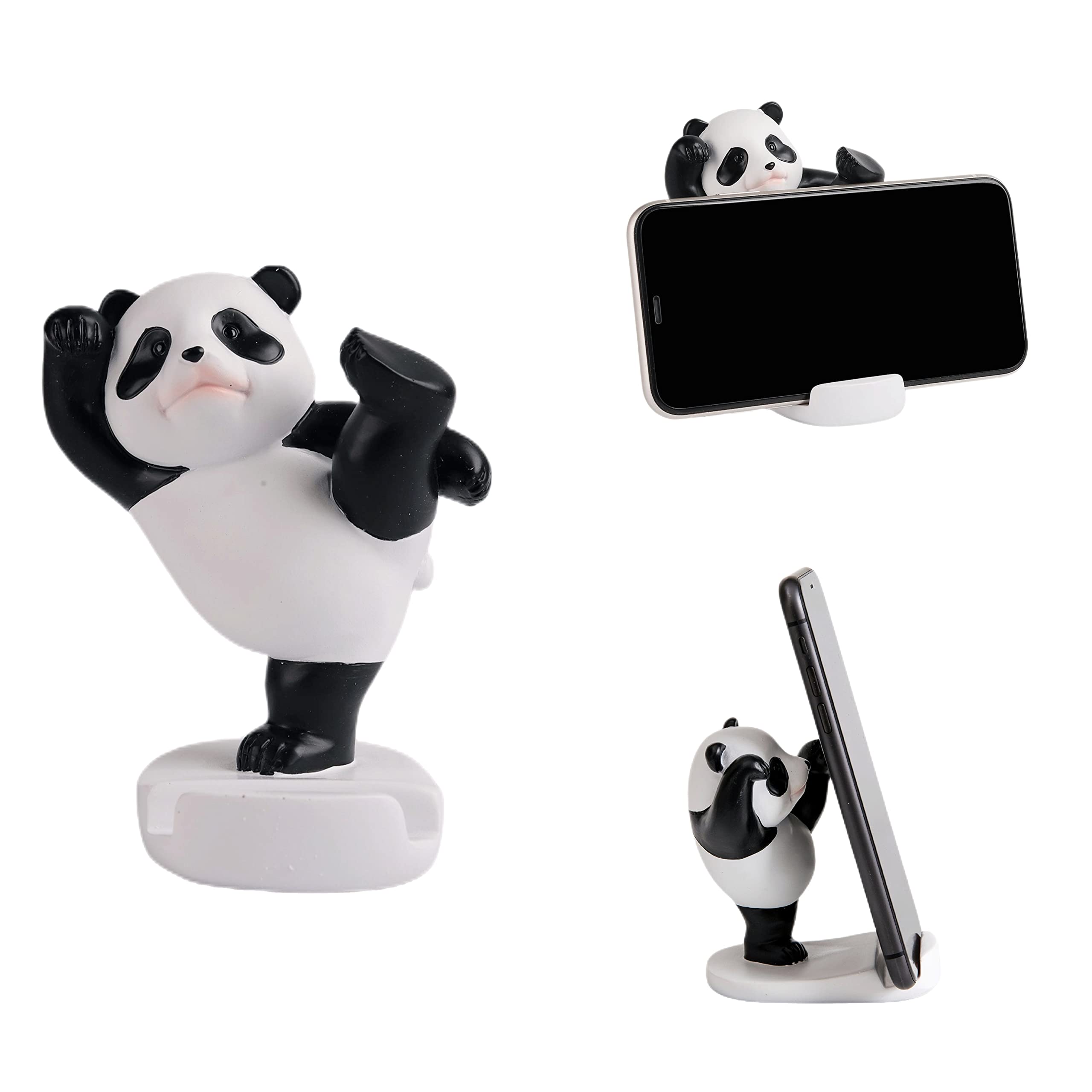 Stellar Panda Kawaii Phone Stand for Desk - Adjustable Holder Compatible with iPhone, Samsung, iPad & Tablets - Cute Aesthetic Room Decor for Office, Bedroom & Dorm (Black) - Perfect for Watching Videos, Video Calls & Hands-Free Use