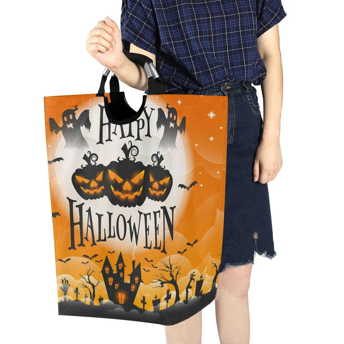 DOMIKING Collapsible Laundry Hamper Basket - Pumpkin Halloween Storage Organizer for Kids Room, Dorm, Nursery | Holds Dirty Clothes, Toys & Essentials | Perfect for Halloween Decor & Daily Use