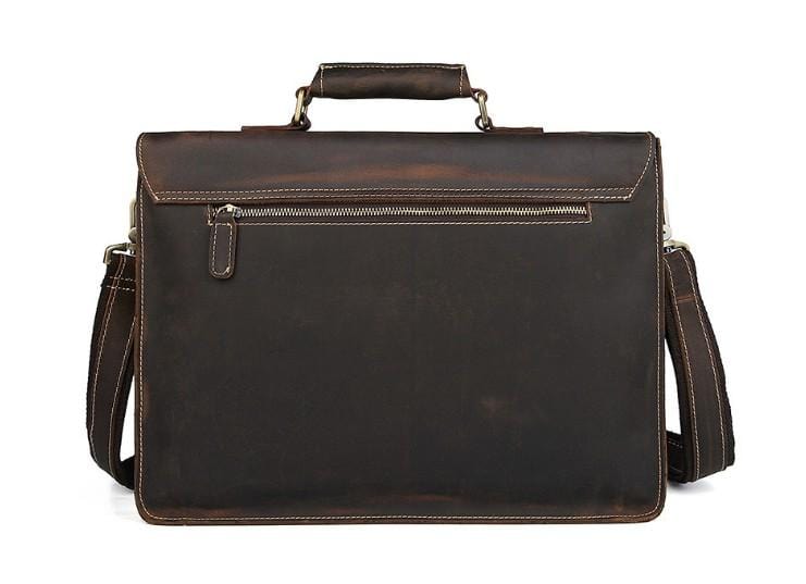 Premium Dark Brown Unisex Large Leather Laptop Bag - Stylish Travel Briefcase for Business & Work | Durable Carry-On for Commuters, Office Professionals & College Students