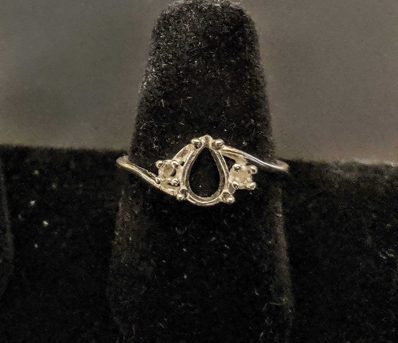 Sterling Silver or 14K Gold 6x4mm & 8x5mm Pear-Shaped Ring Setting with Accents - Size 7 (163673/143673) - Perfect for Engagement Rings, Wedding Bands & Jewelry Making