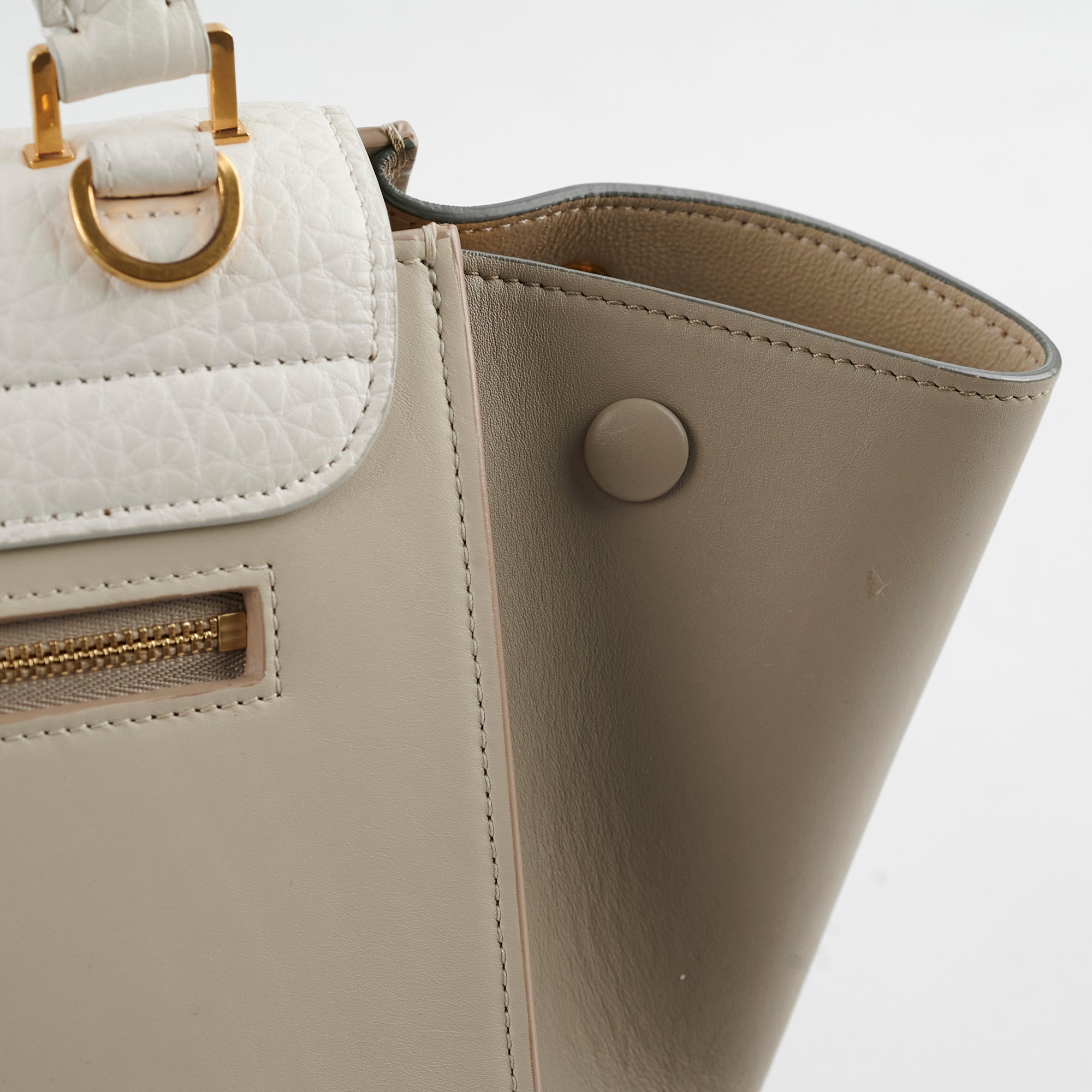 Celine Trapeze Small Leather Handbag in Beige & Cream - Perfect for Work, Travel & Everyday Use