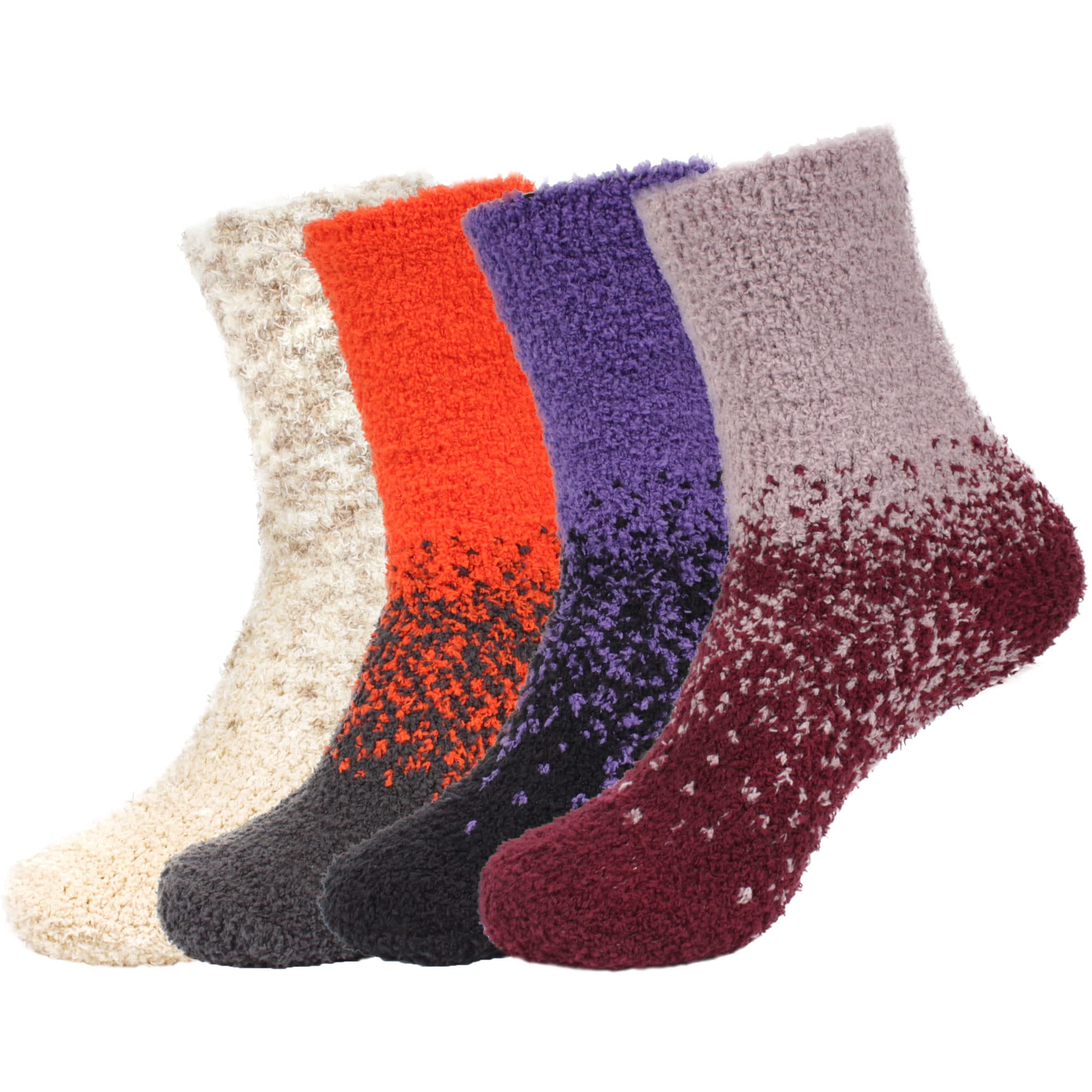 BambooMN Colorful Fuzzy Socks for Women & Men - 6 Pairs Super Soft Warm Microfiber Non-Slip Cozy House Socks - Perfect for Winter, Lounge, Home, Gift Giving